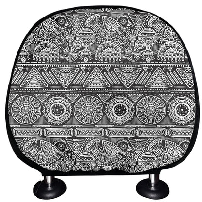 Black And White Ethnic Pattern Print Car Headrest Covers