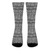 Black And White Ethnic Pattern Print Crew Socks