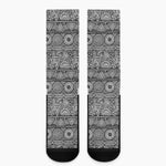 Black And White Ethnic Pattern Print Crew Socks