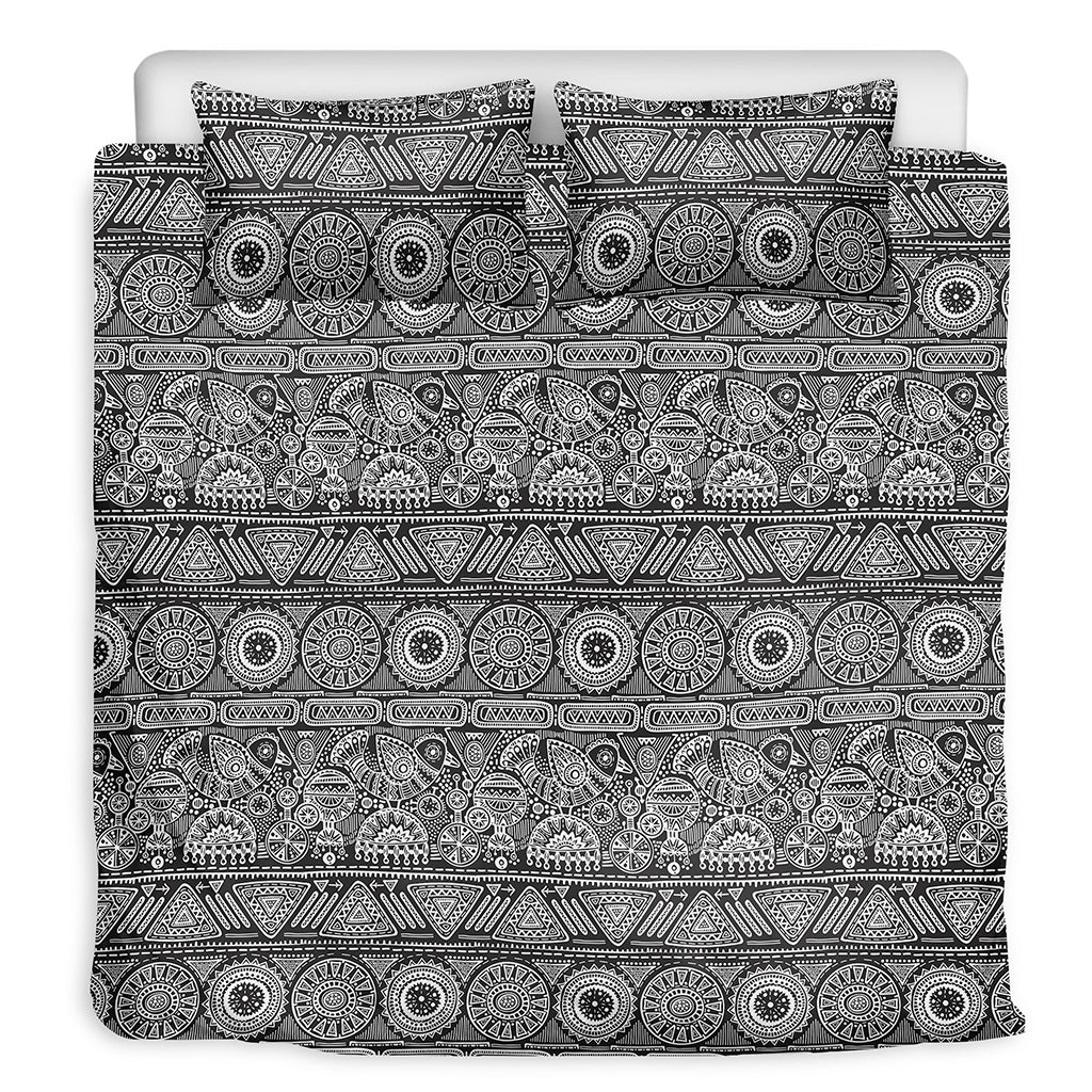 Black And White Ethnic Pattern Print Duvet Cover Bedding Set