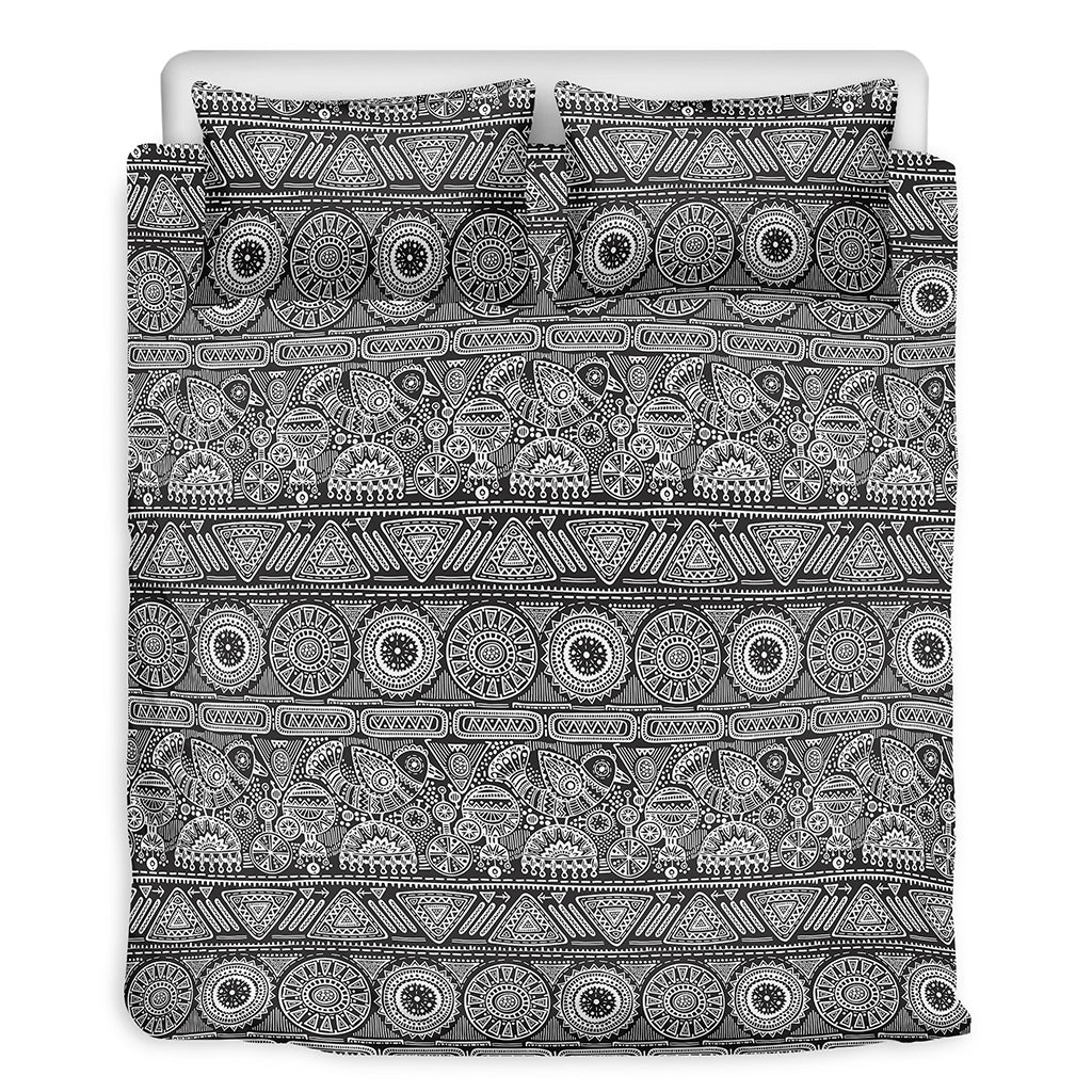 Black And White Ethnic Pattern Print Duvet Cover Bedding Set