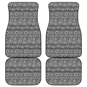 Black And White Ethnic Pattern Print Front and Back Car Floor Mats