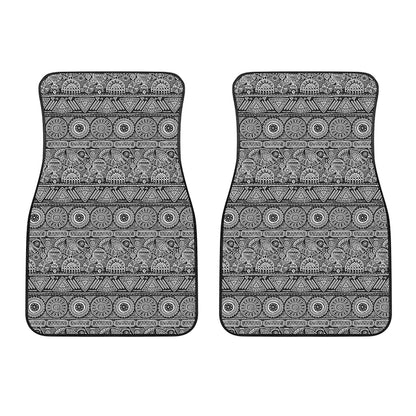 Black And White Ethnic Pattern Print Front Car Floor Mats