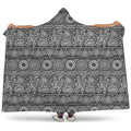 Black And White Ethnic Pattern Print Hooded Blanket