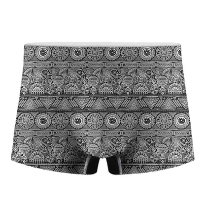 Black And White Ethnic Pattern Print Men's Boxer Briefs