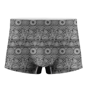 Black And White Ethnic Pattern Print Men's Boxer Briefs