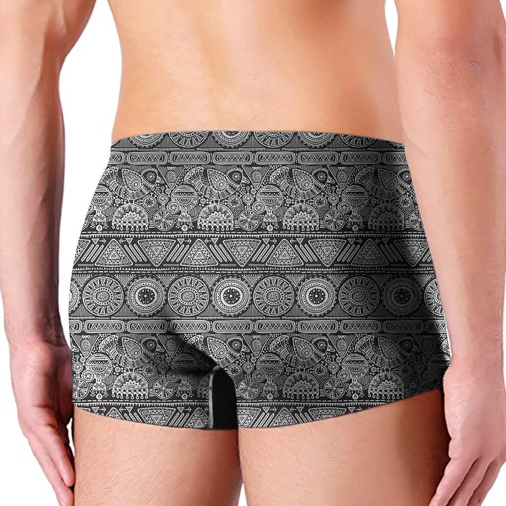 Black And White Ethnic Pattern Print Men's Boxer Briefs