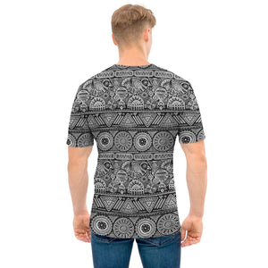 Black And White Ethnic Pattern Print Men's T-Shirt