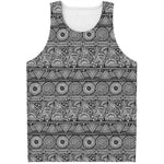 Black And White Ethnic Pattern Print Men's Tank Top