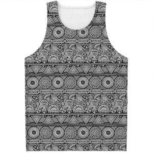 Black And White Ethnic Pattern Print Men's Tank Top