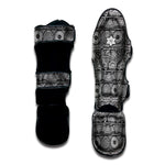 Black And White Ethnic Pattern Print Muay Thai Shin Guard