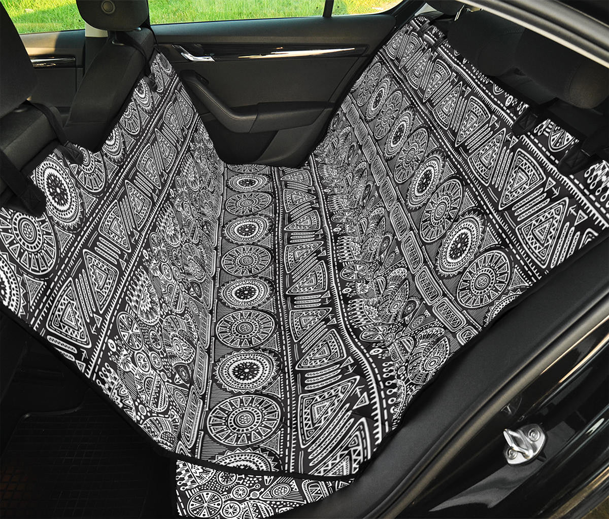 Black And White Ethnic Pattern Print Pet Car Back Seat Cover