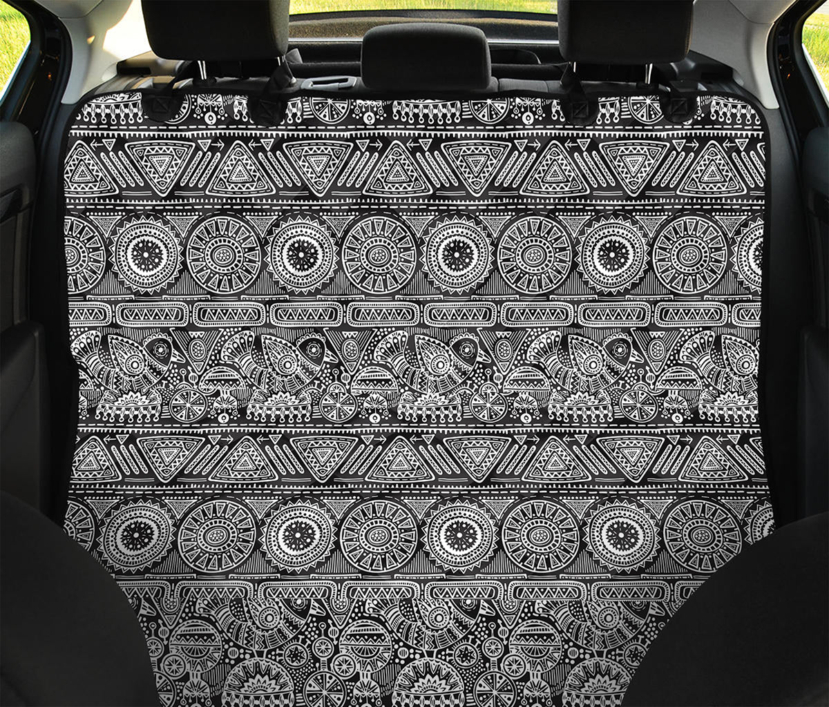 Black And White Ethnic Pattern Print Pet Car Back Seat Cover