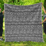 Black And White Ethnic Pattern Print Quilt