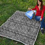 Black And White Ethnic Pattern Print Quilt
