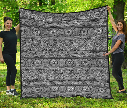 Black And White Ethnic Pattern Print Quilt