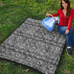 Black And White Ethnic Pattern Print Quilt