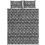 Black And White Ethnic Pattern Print Quilt Bed Set