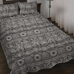 Black And White Ethnic Pattern Print Quilt Bed Set