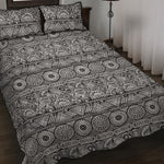 Black And White Ethnic Pattern Print Quilt Bed Set