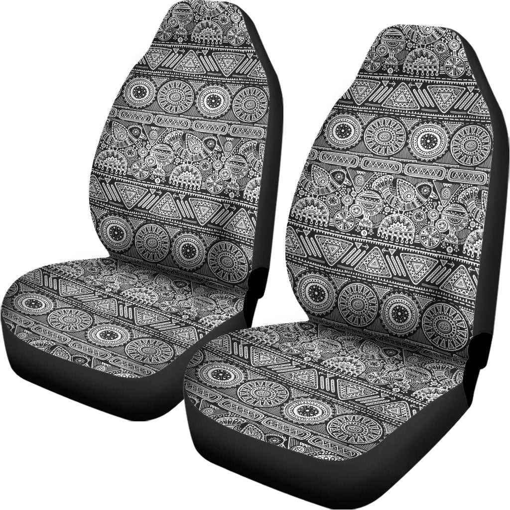 Black And White Ethnic Pattern Print Universal Fit Car Seat Covers