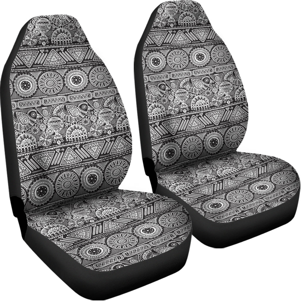 Black And White Ethnic Pattern Print Universal Fit Car Seat Covers