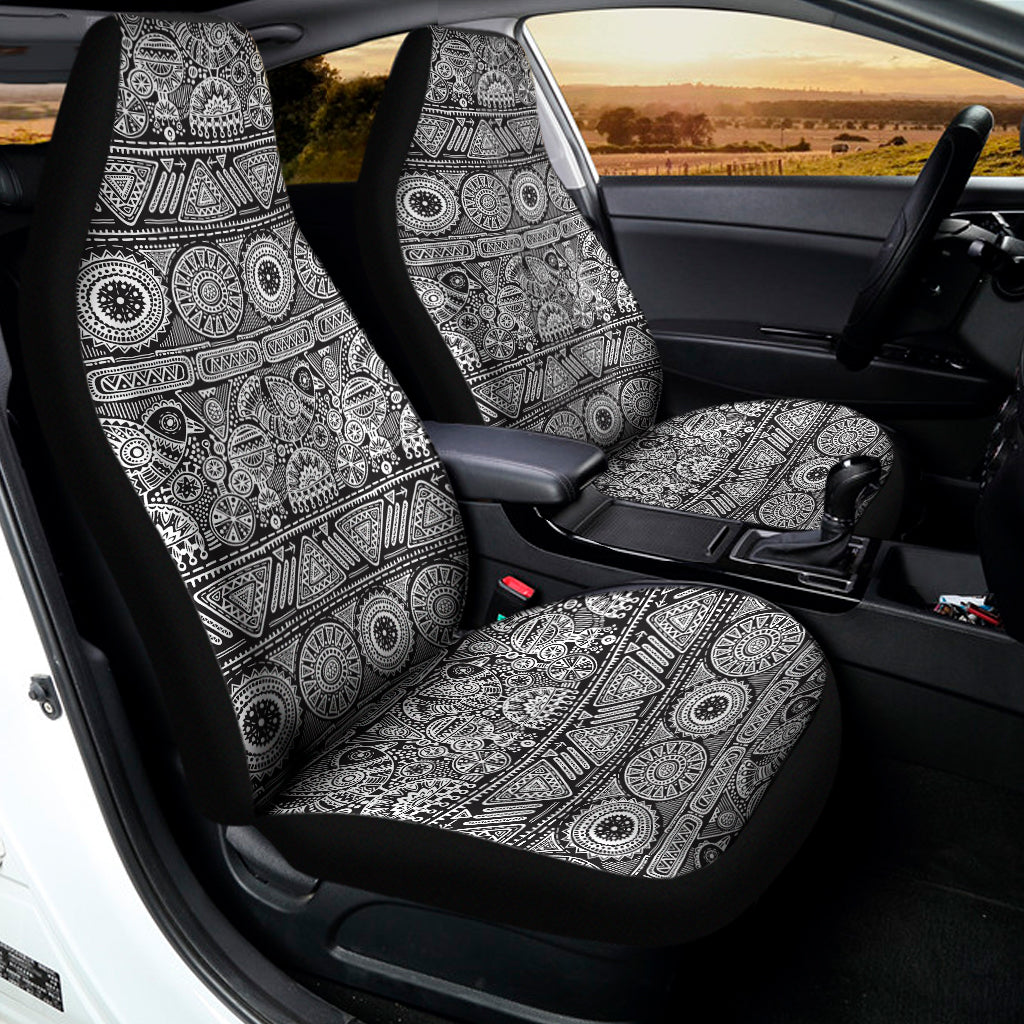 Black And White Ethnic Pattern Print Universal Fit Car Seat Covers