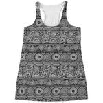 Black And White Ethnic Pattern Print Women's Racerback Tank Top