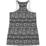 Black And White Ethnic Pattern Print Women's Racerback Tank Top