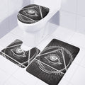 Black And White Eye of Providence Print 3 Piece Bath Mat Set