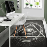 Black And White Eye of Providence Print Area Rug