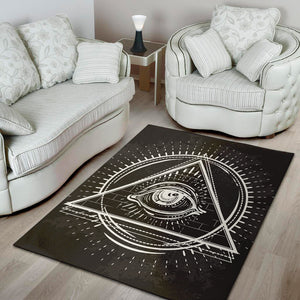 Black And White Eye of Providence Print Area Rug