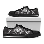 Black And White Eye of Providence Print Black Low Top Shoes 