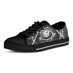 Black And White Eye of Providence Print Black Low Top Shoes 