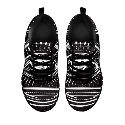 Black And White Eye of Providence Print Black Sneakers