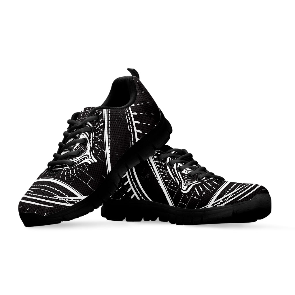 Black And White Eye of Providence Print Black Sneakers