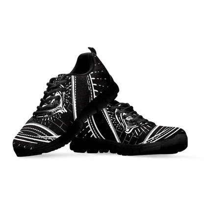 Black And White Eye of Providence Print Black Sneakers