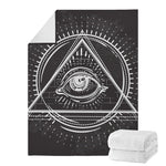 Black And White Eye of Providence Print Blanket