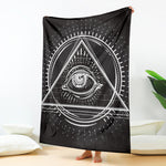 Black And White Eye of Providence Print Blanket