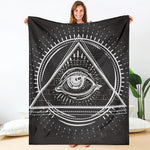 Black And White Eye of Providence Print Blanket
