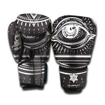 Black And White Eye of Providence Print Boxing Gloves