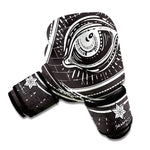 Black And White Eye of Providence Print Boxing Gloves