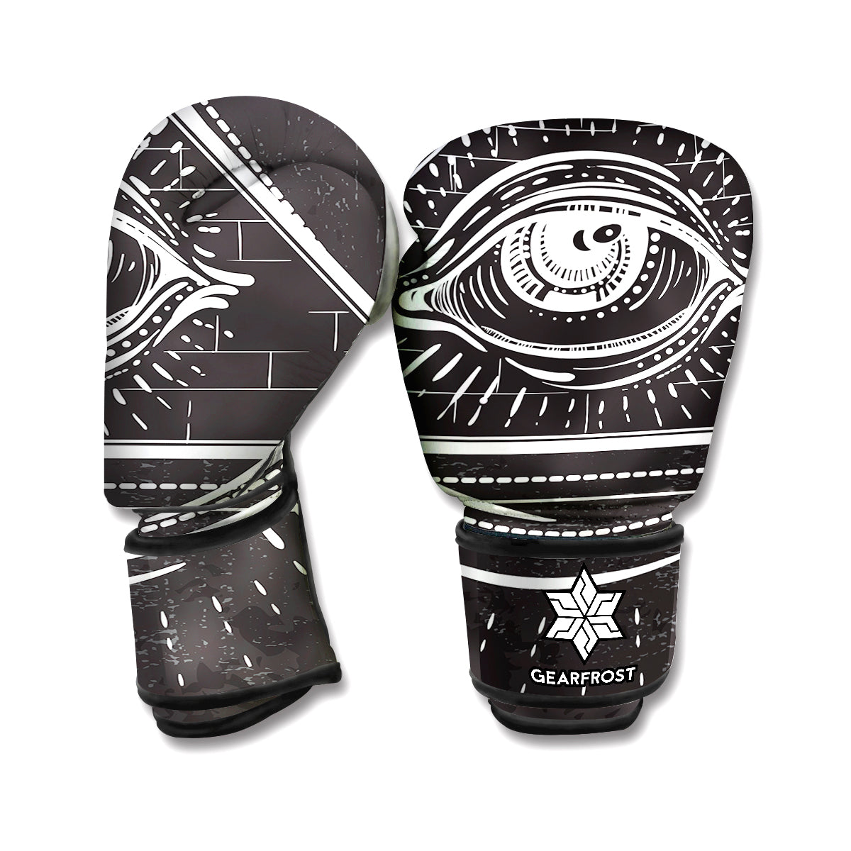 Black And White Eye of Providence Print Boxing Gloves