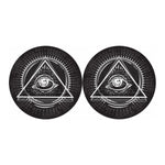 Black And White Eye of Providence Print Car Coasters