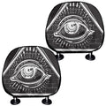 Black And White Eye of Providence Print Car Headrest Covers