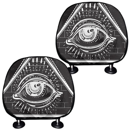 Black And White Eye of Providence Print Car Headrest Covers