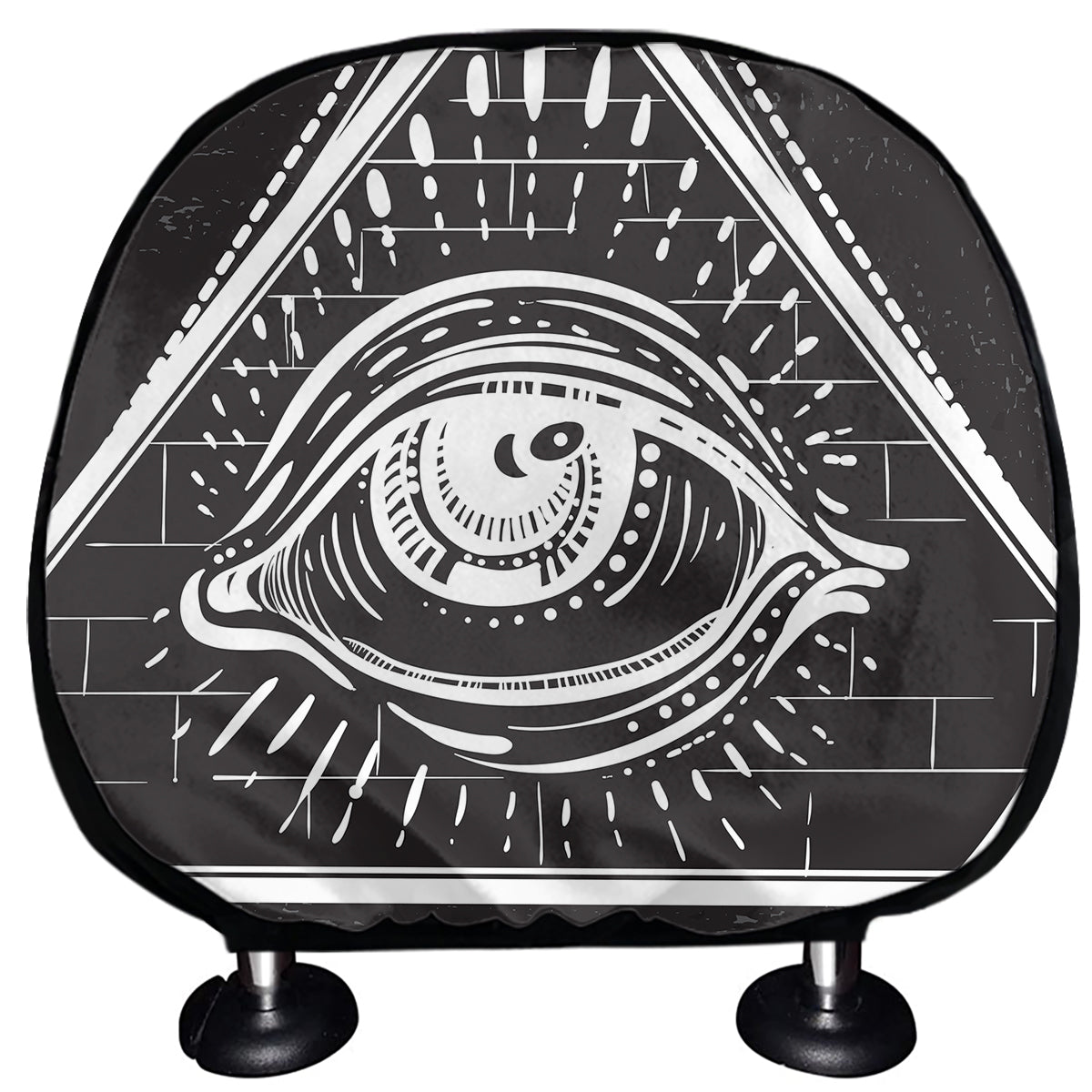 Black And White Eye of Providence Print Car Headrest Covers