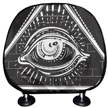 Black And White Eye of Providence Print Car Headrest Covers
