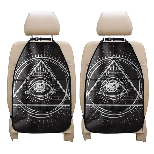 Black And White Eye of Providence Print Car Seat Organizers