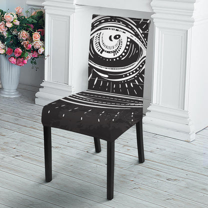 Black And White Eye of Providence Print Dining Chair Slipcover